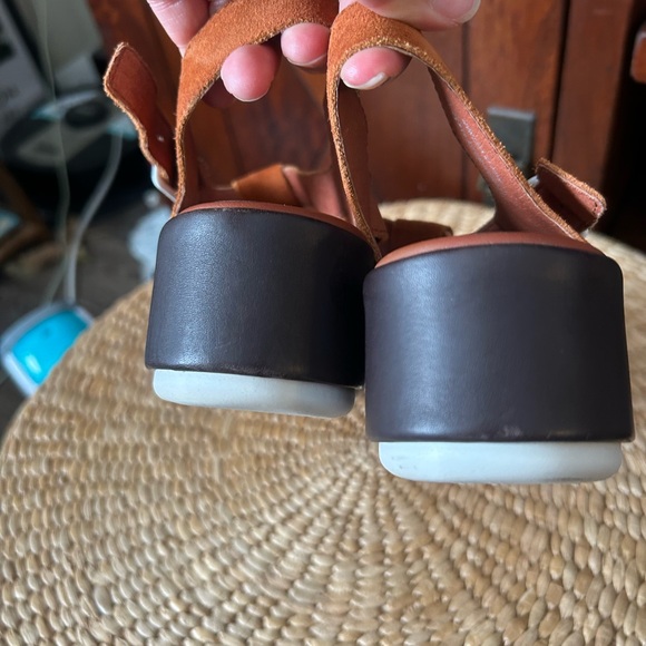 Camper Dessa Women's Size 41/10 Leather  Platform Sandals Shoes Orange Brown - Picture 7 of 9